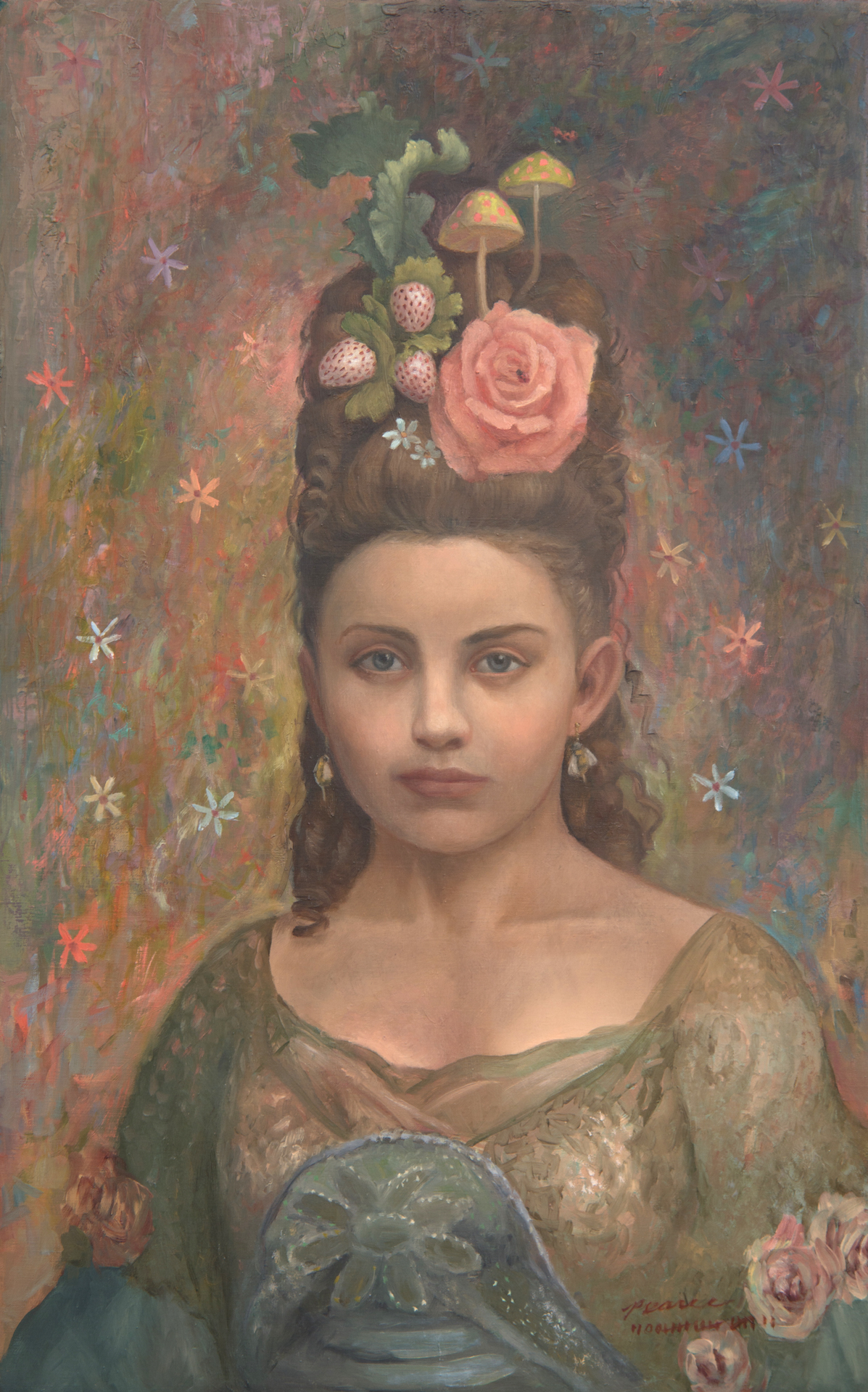 "Voila" 15 inches x 24 inches, 2017 Oil on Linen Available The spell vaporized as it twisted over the horizon. In seconds, it returned to her, with a ladybug and a sunset, according to her dream.