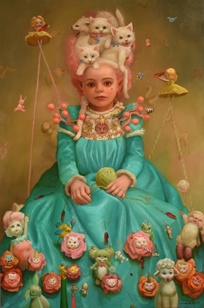 Rococo 24x36 inches, Oil on Panel, 2019, Available “Rococo” She relished in her opulent dress Crafted with artifice and optimism and Swedish fish Cooing was the occupation of the pixie maidens.