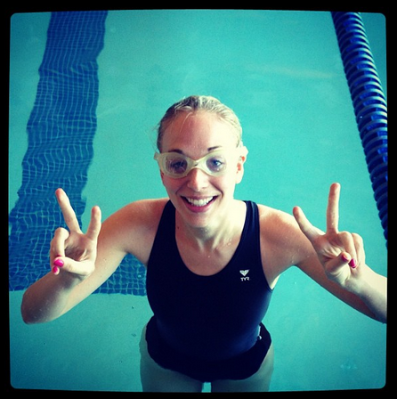Future Olympian (in the kiddie pool for swim lessons)