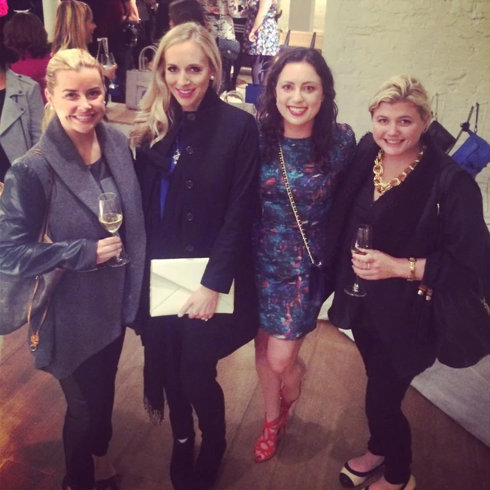 Morgan, me, Amanda, and Samantha at the #RMSF party! On me: J.Crew Coat // J. Crew Pants // Rebecca Minkoff Ankle Boots ( love these ) // Rebecca Minkoff Leo Clutch in White // Vince Top .