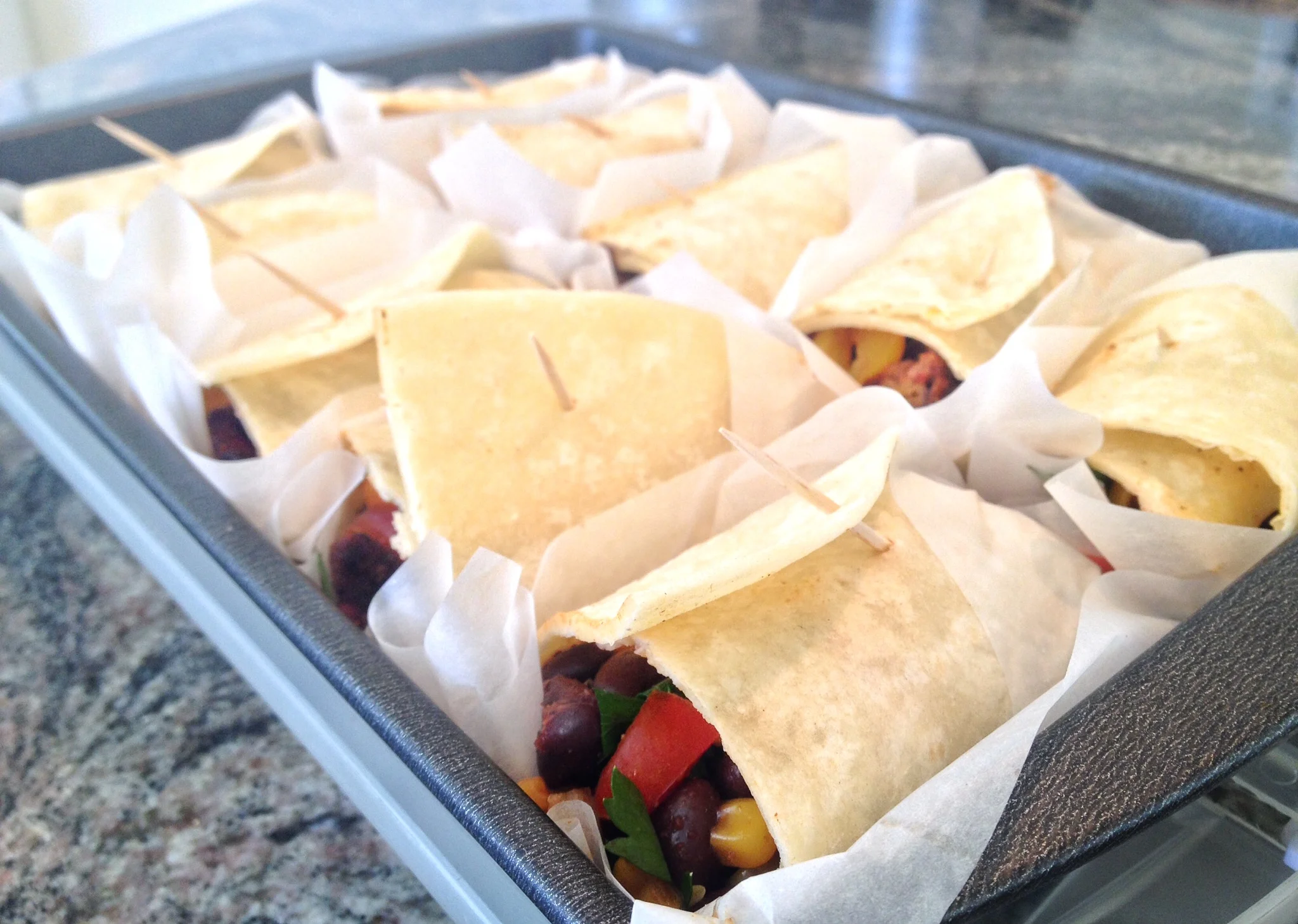 Fajitas wrapped and ready to eat! 40 minutes and fresh vegan food for my entire family for the day is done!
