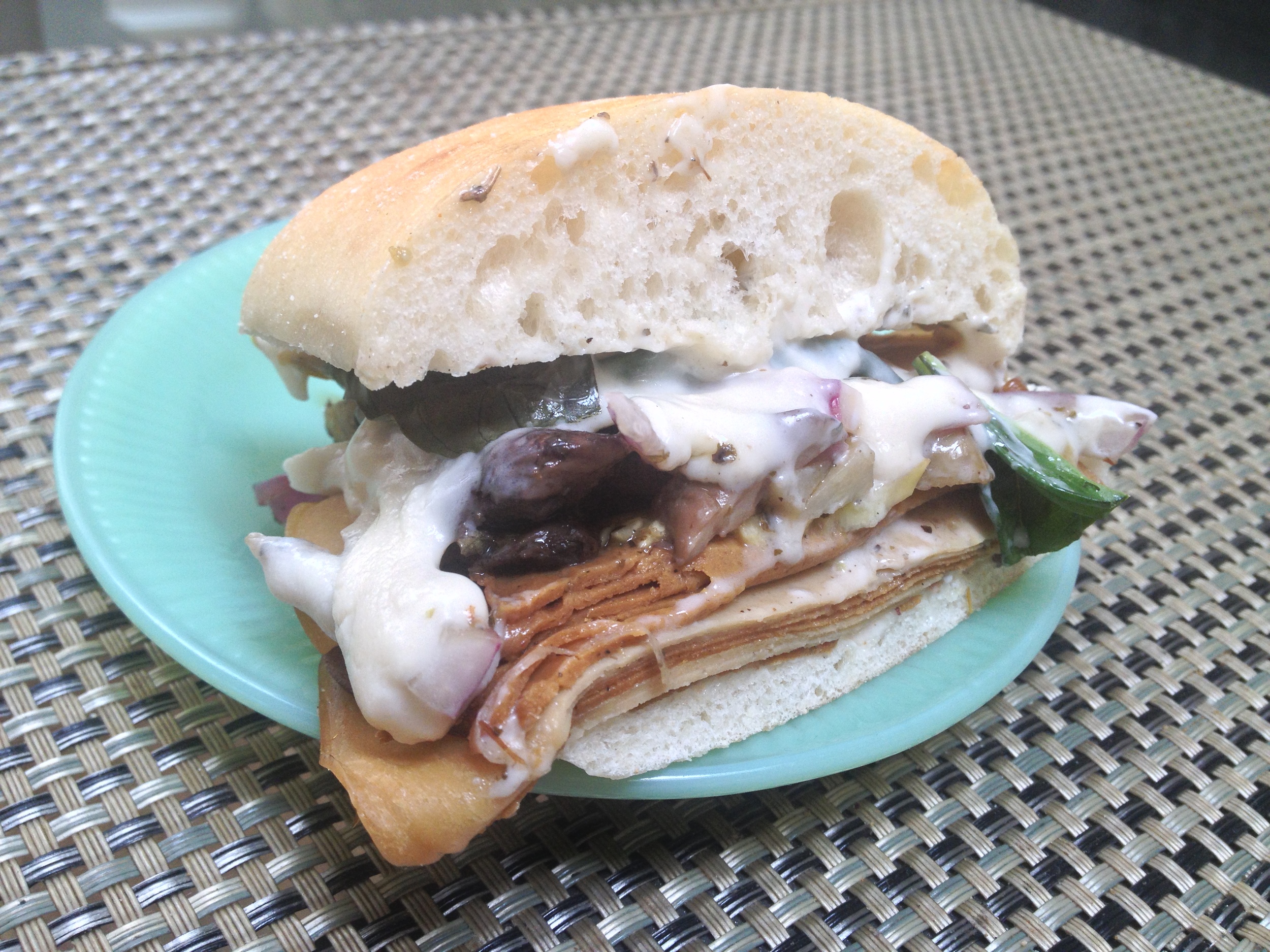 Grilled Vegetable and Tofurky Sandwich
