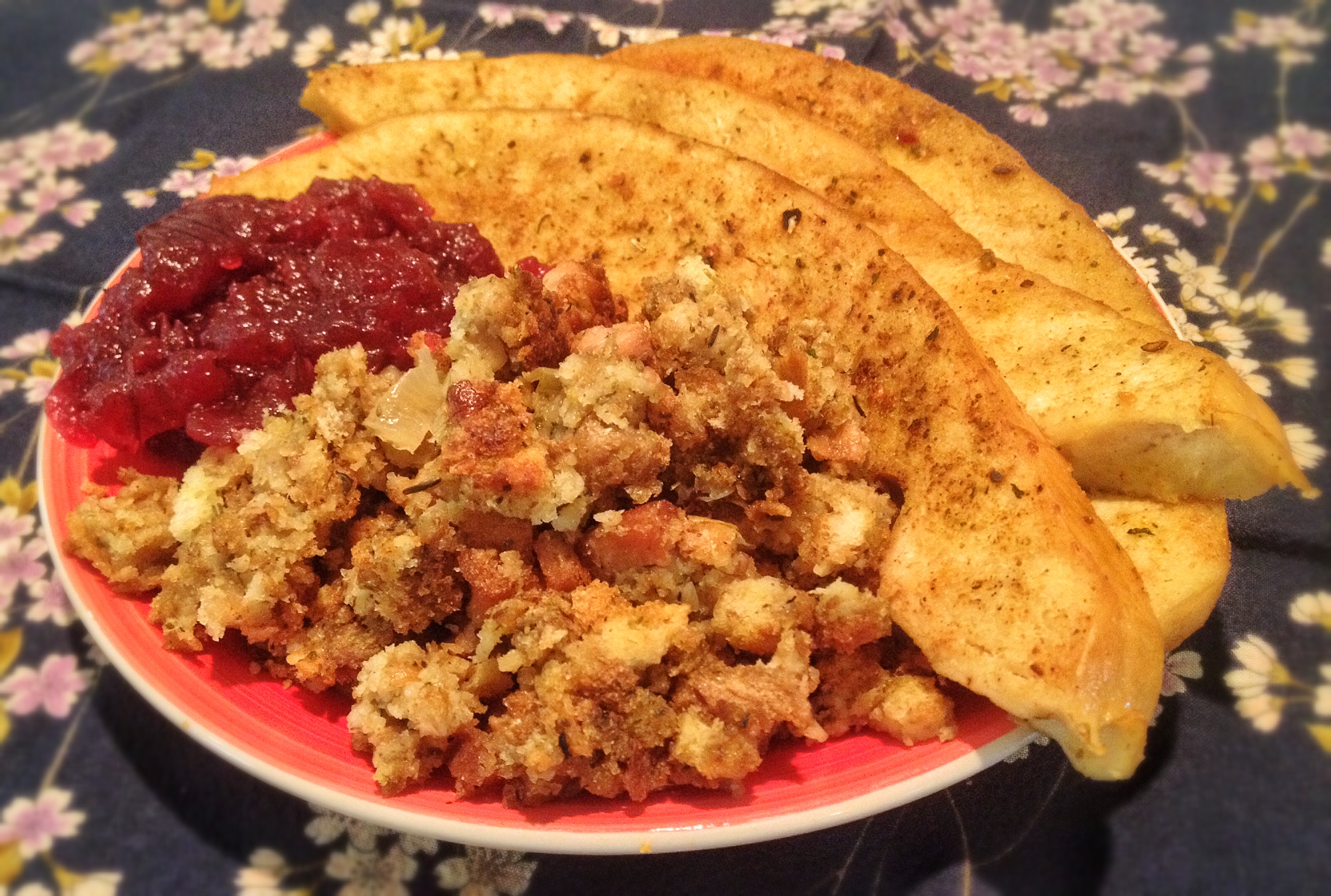 Vegan Turk'y with Stuffing and Cranberry Sauce