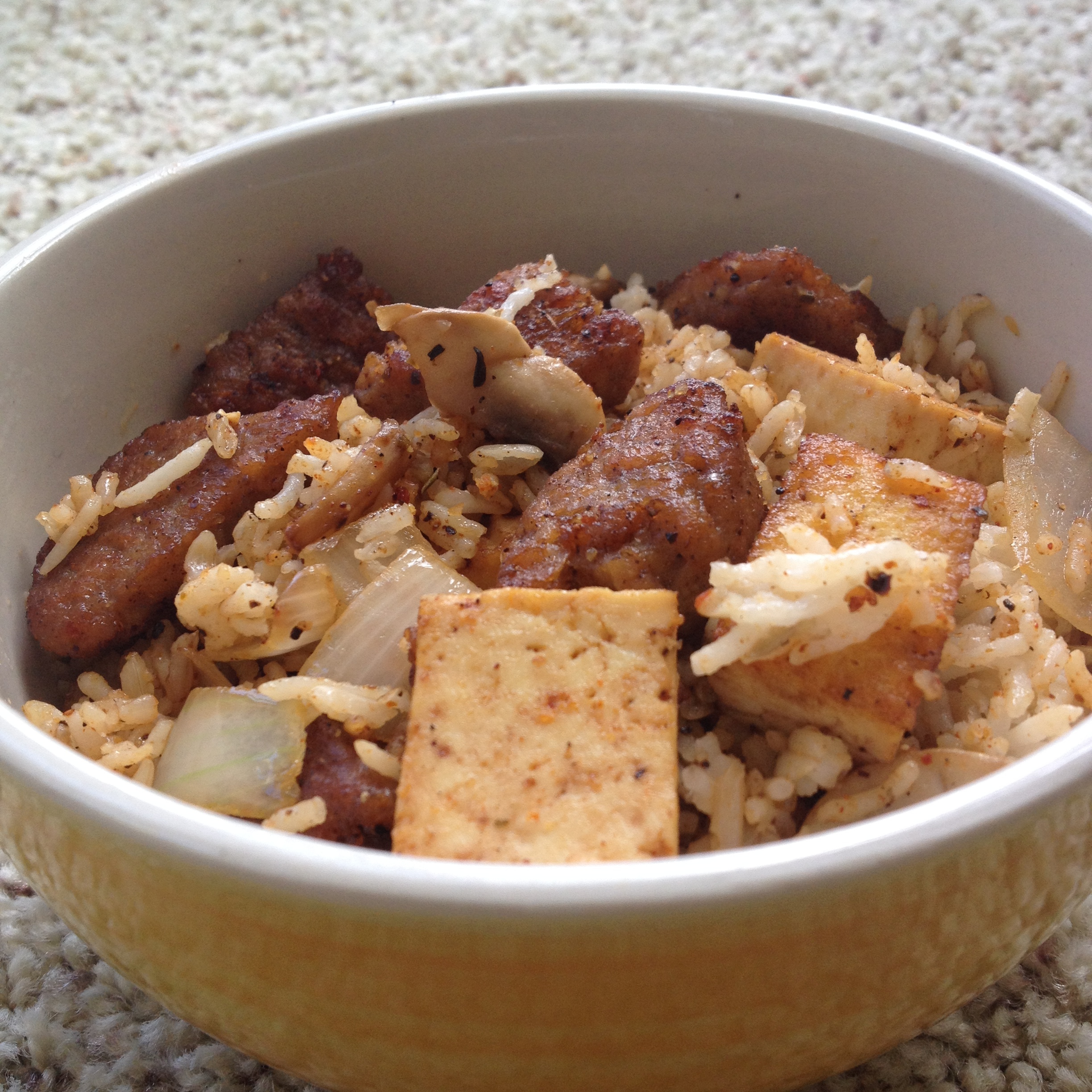 Fried Rice with Tofu and Sausage