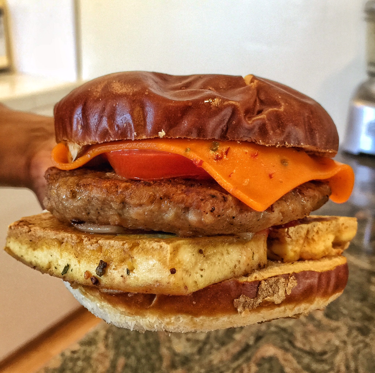 Breakfast Sandwich with Tofu and Sausage