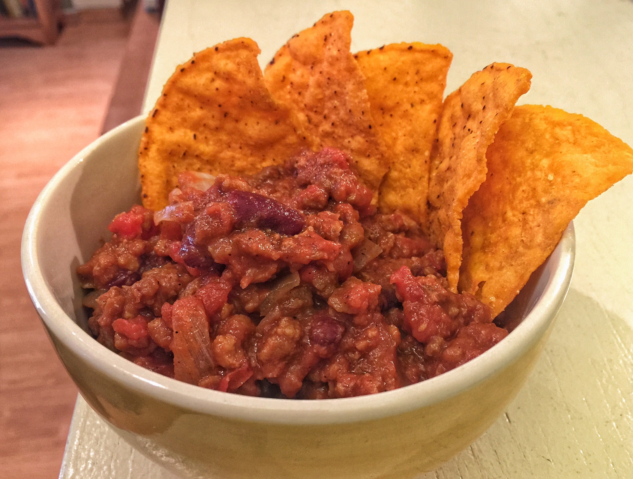 CHili with Veggie Crumbles