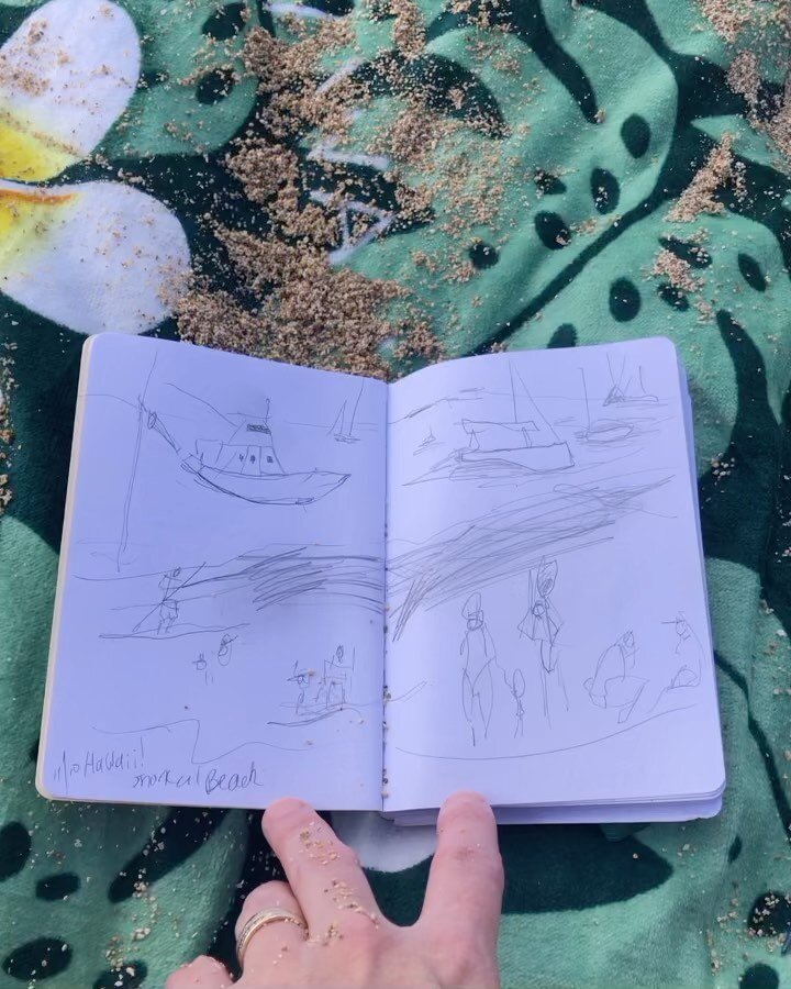 Imagine splashing out of the salty sea on a tropical island, sitting peacefully on your beach towel and pulling out your little  sketchbook to quickly outline swimsuits&hellip; hard to remember in this snow storm! ❄️ 😂 ❄️ #easternoregonartist