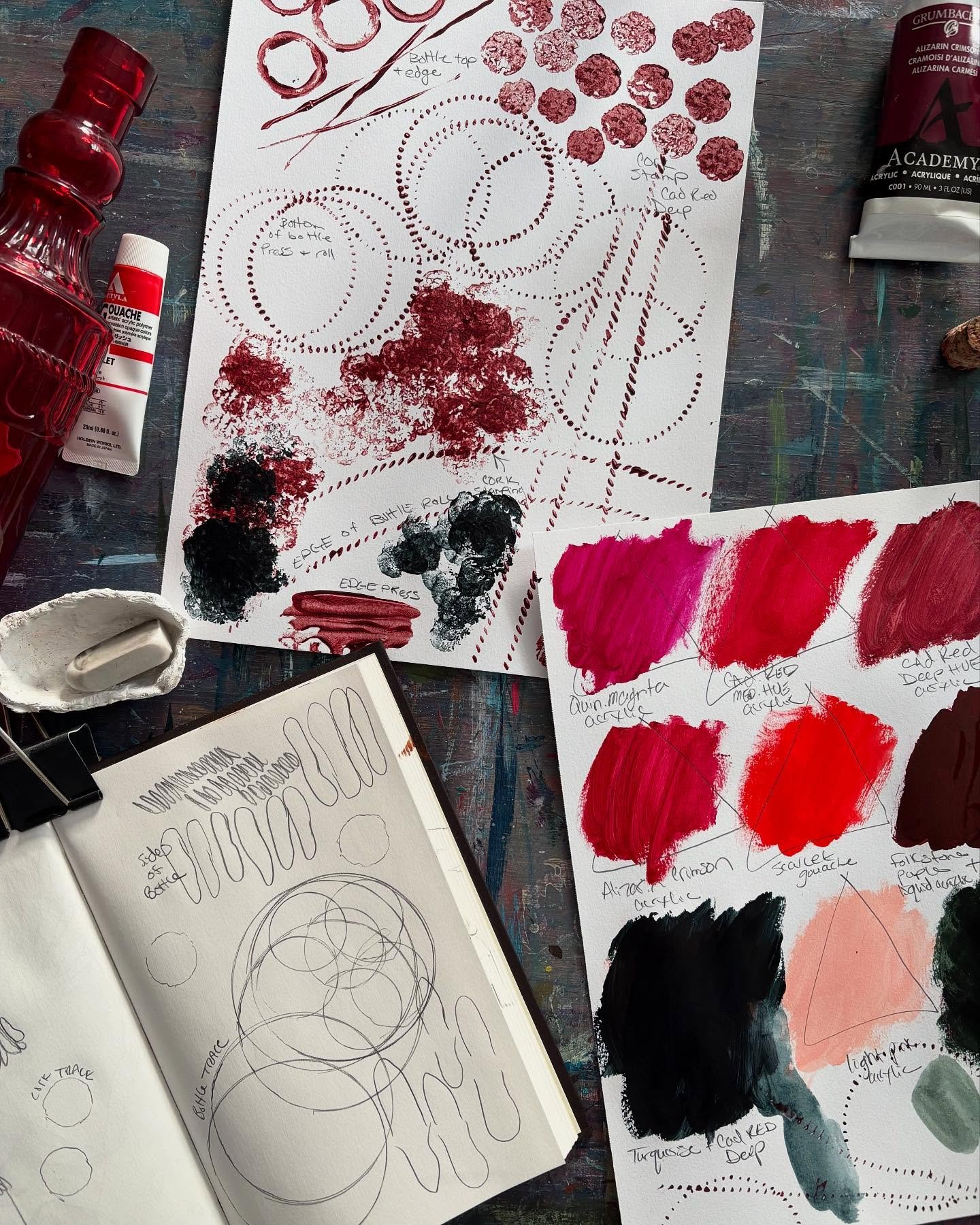 #objectdart2025 &hellip;.. day 2 &hellip;.. @xrds.art.center  #painting #mixedmedia #stamps #corkandglass