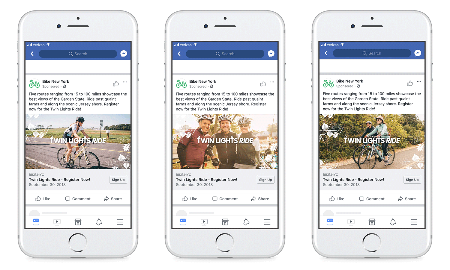 Facebook campaign, static ads