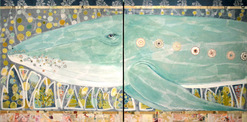 "Antongil Bay" - Humpback Whale . 36" x 72" x 2" (overall dimension for diptych) 