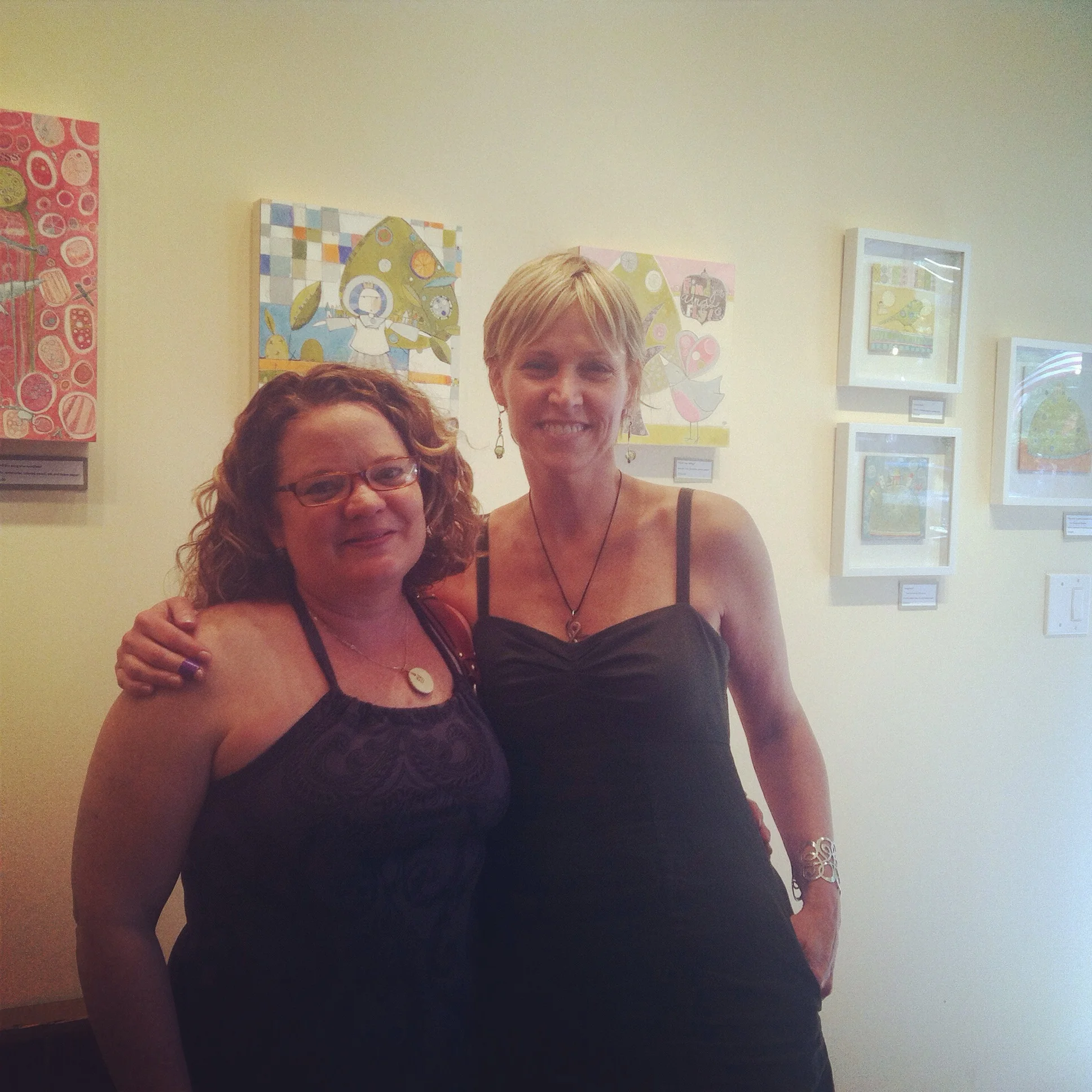 Barb Short and I in front of a showing of some of my smaller, whimsical works. 