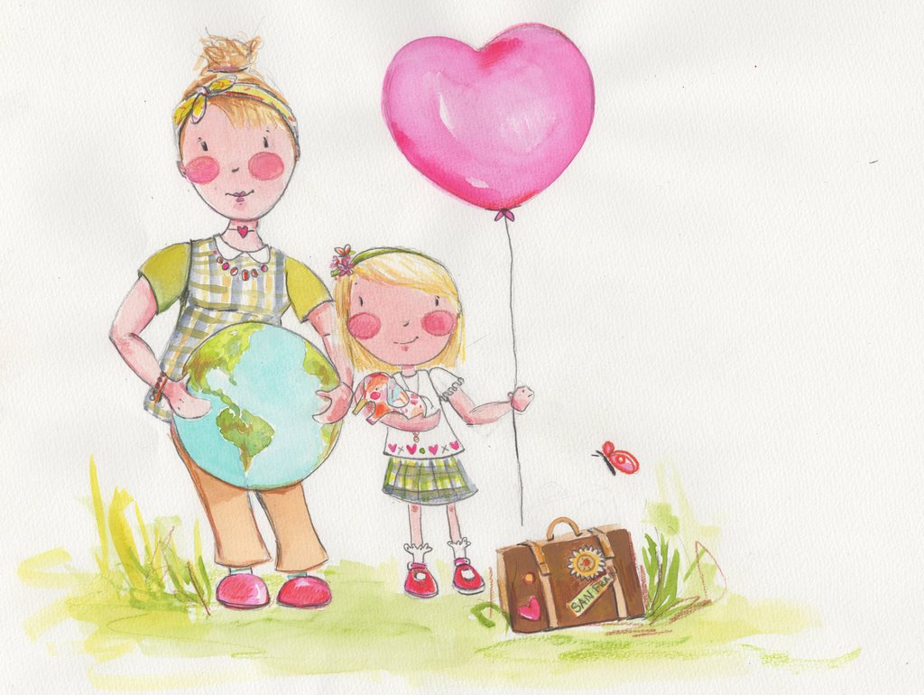 working color sketch for front cover of first Gracie Brave book 