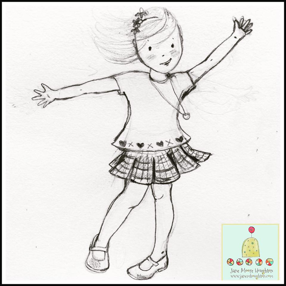 study sketch of Gracie twirling 
