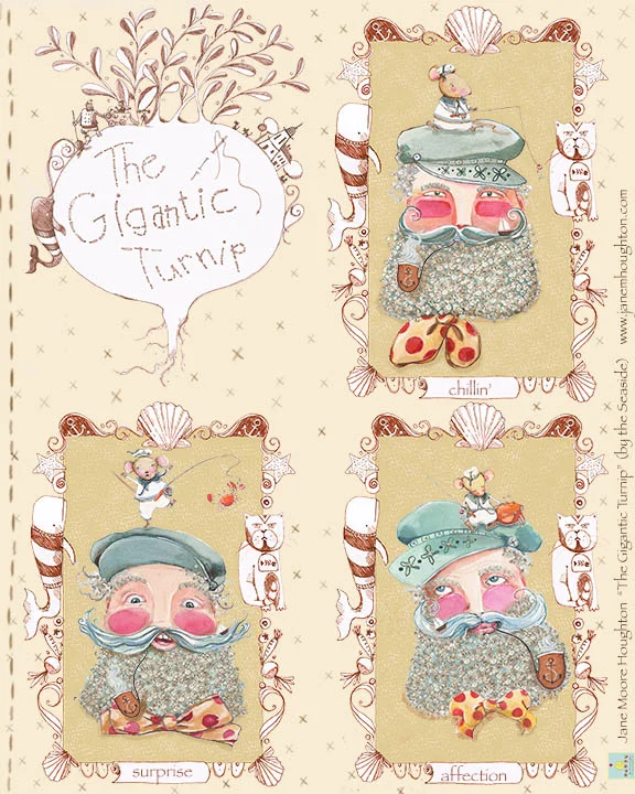I used french knots in his beard and hat as well as his coat (not shown). I think the presentation was too small to have such detail show through. 