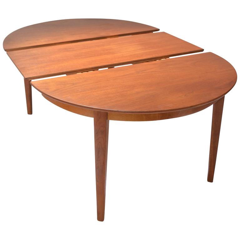 Henning Kjaernulf Teak Round Table With One Leaf Motley Henning Kjaernulf Teak Round Table With, Round Table Leaf
