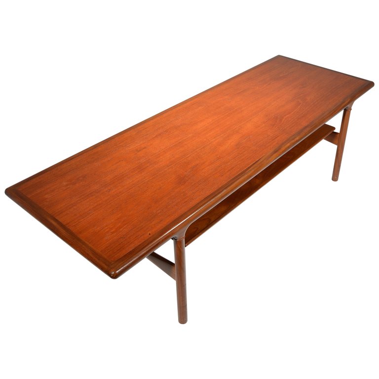 Rare Large Midcentury Extending Teak Coffee Table With Floating Shelf Motley Rare Large Midcentury Extending Teak, Danish Modern Coffee Table With Shelf