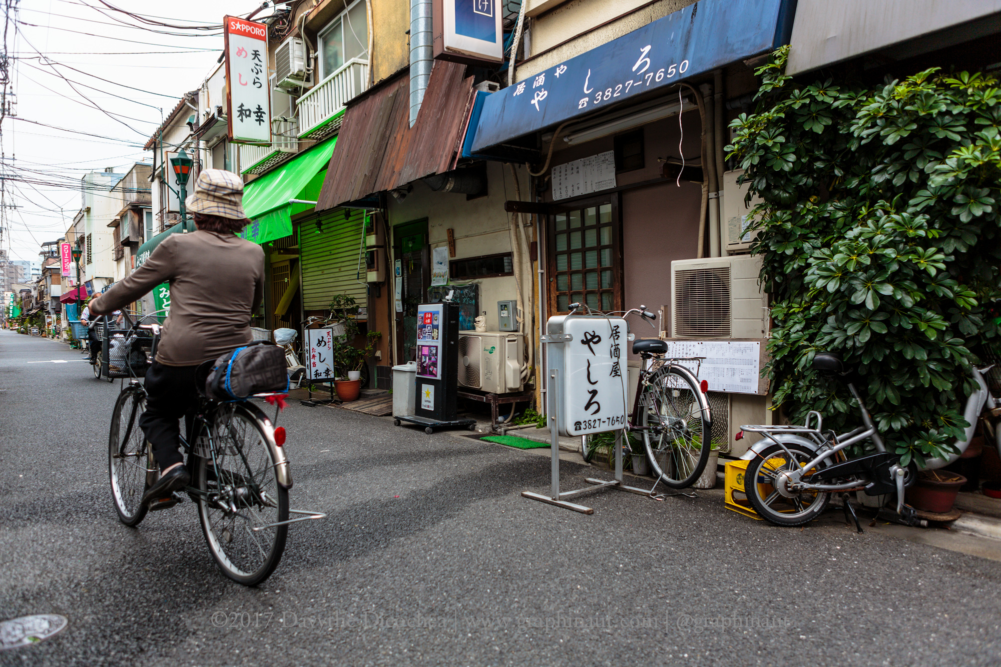 Houses and a Bicyclist, Tokyo