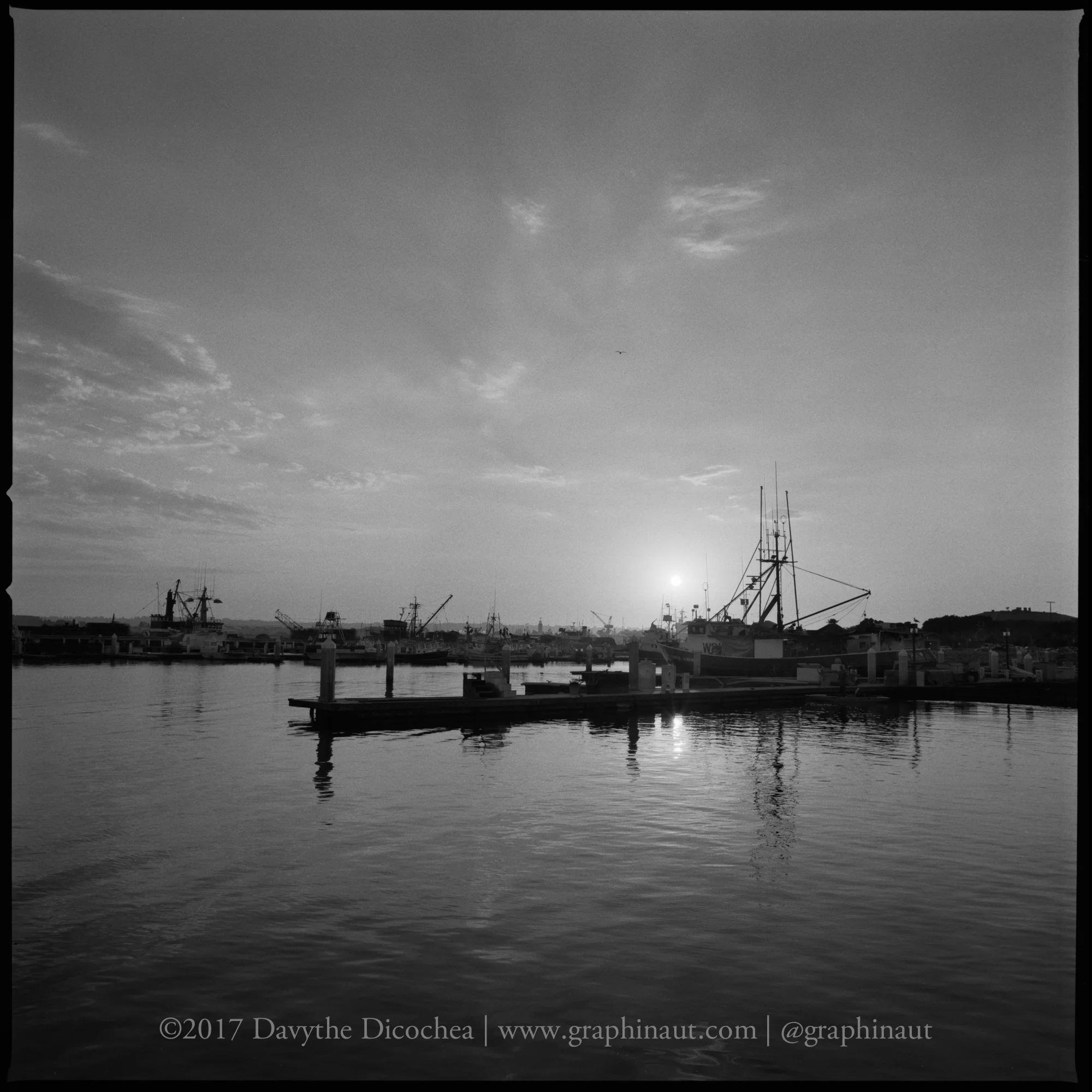 Sunset at the Waterfront in Black and White, California