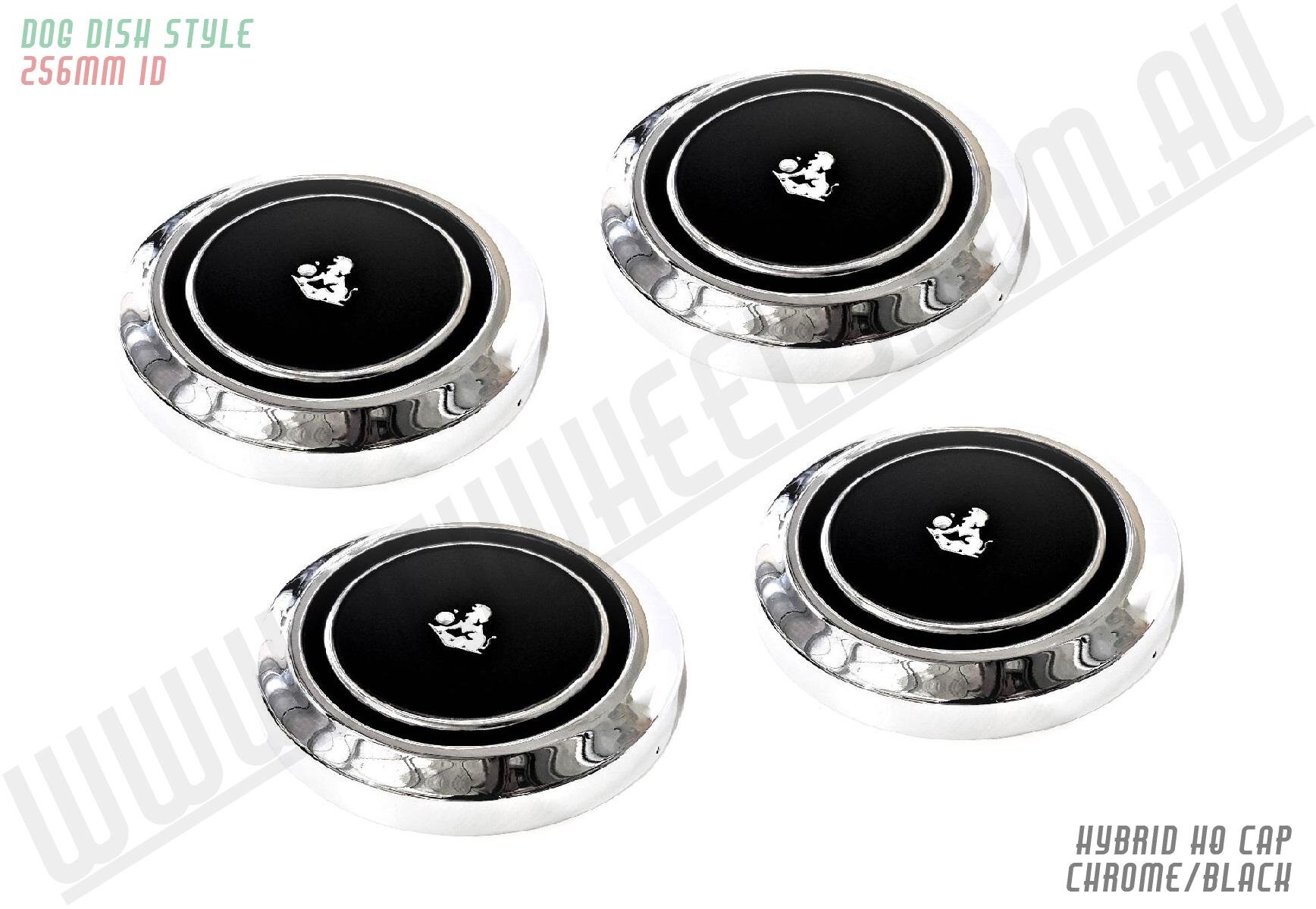 *BRAND NEW* HQ HX HZ HOLDEN HUB CAP 256MM ID CHROME AND SATIN BLACK CAPS LION — bci wheels