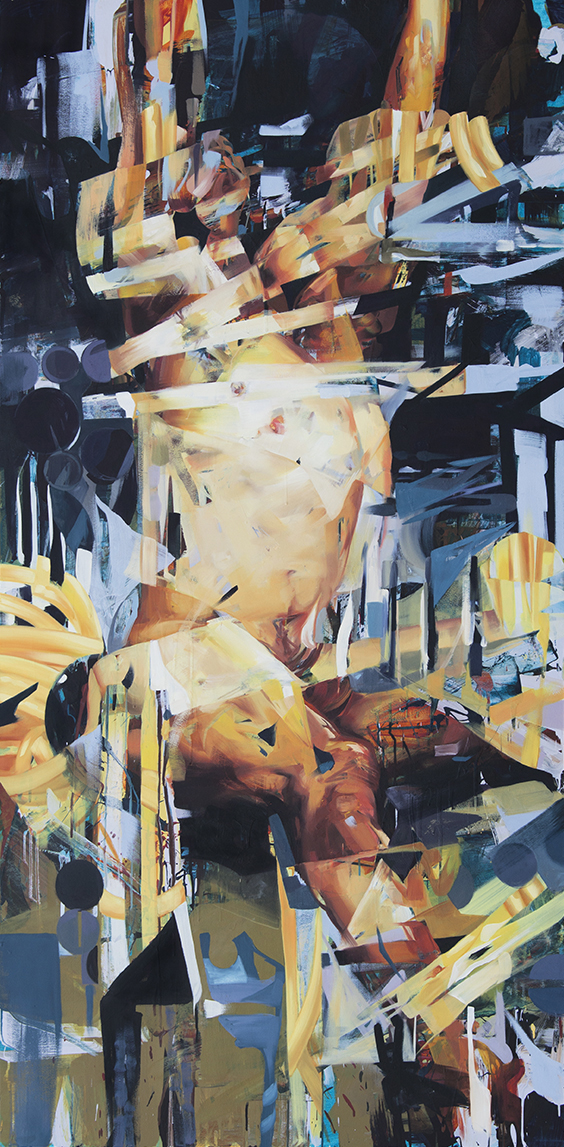 The Reach. 2016. Oil on panel. 95" x 47"
