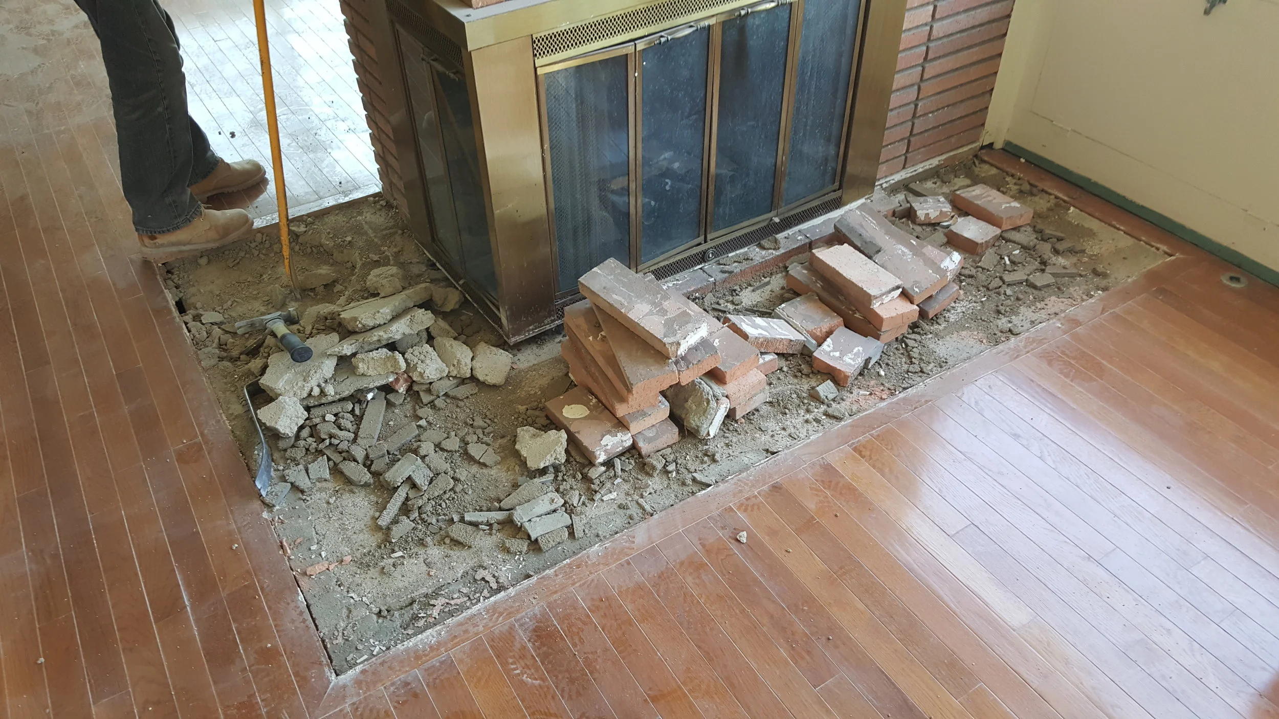 DEMOLITION AT FIREPLACE