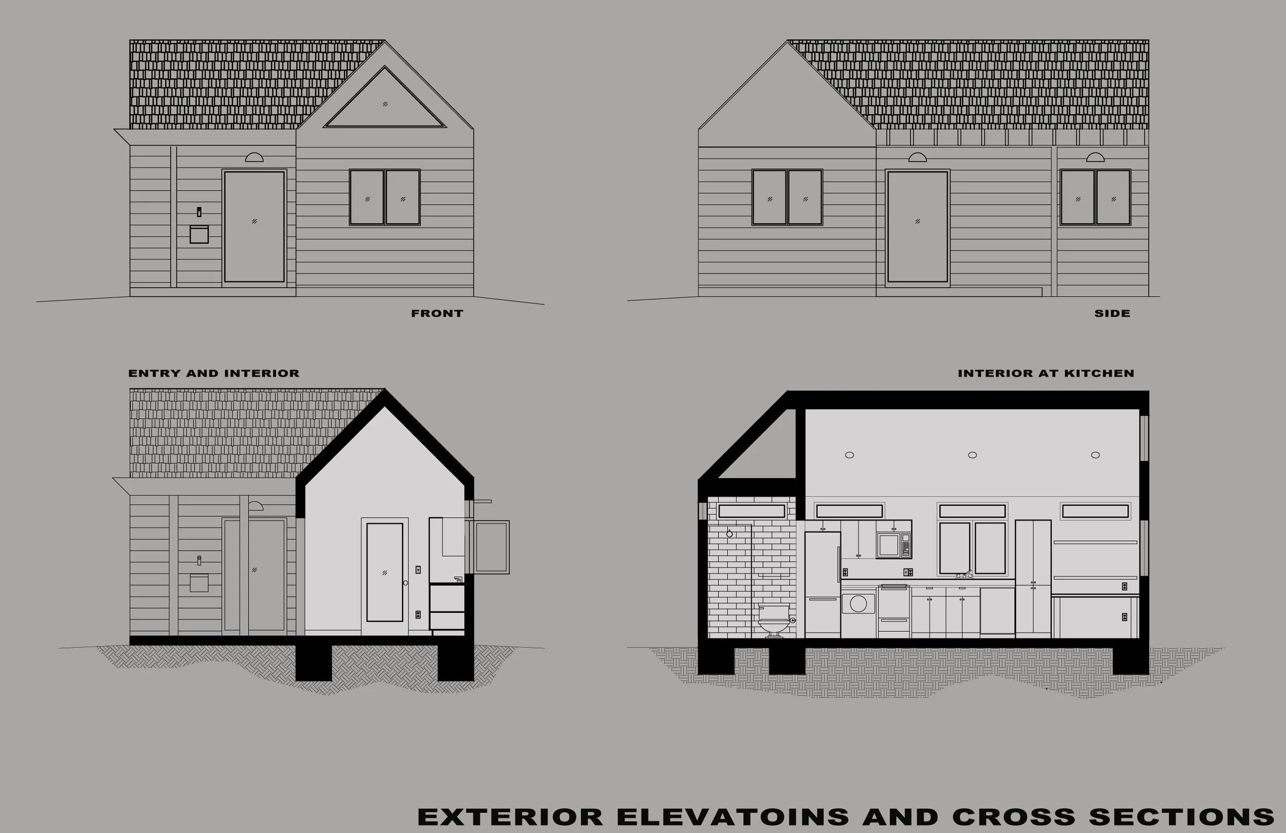 ELEVATIONS AND CROSS SECTION