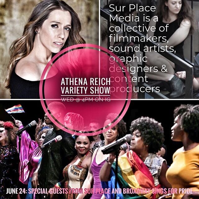 The Athena Reich Variety Show On #instagramlivestream Wed June 24 at 4pm with special guests @nealbinnyc from @broadwaysingsforpride (NYC) and Rameez from @surplacemtl (Montreal) Original music, amazing discussions about the arts and more! Please wat