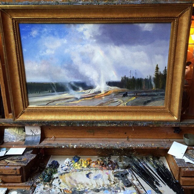 Happy Birthday Dad! #michaelcolemanart We coaxed him out of the studio briefly to celebrate! (That takes some doing) #colemanart #colemanstudios #fineart #yellowstone