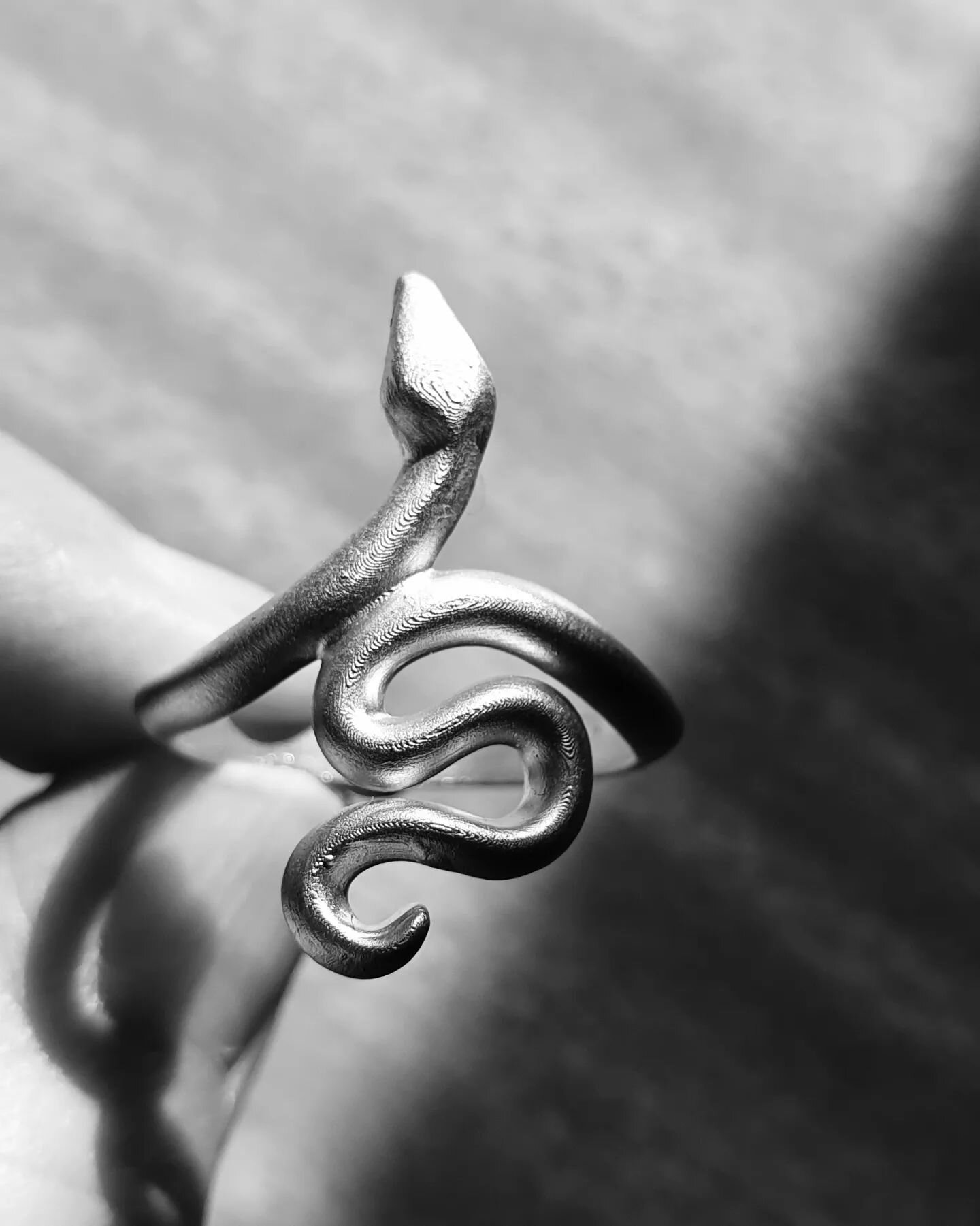 Snake in the make! 💍🐍💎

Super excited about this exquisite custom snake ring commission I am currently working on.

This is the raw silver sample model straight back from the metal casters - this is made first so I can check the size, dimension an