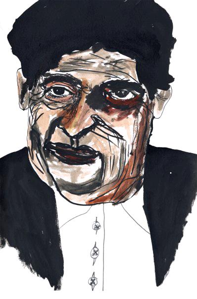 Politician ink and watercolour 
