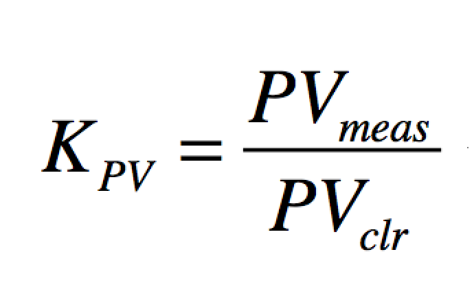 Measured PV power output, divided by that PV systems clear sky power output