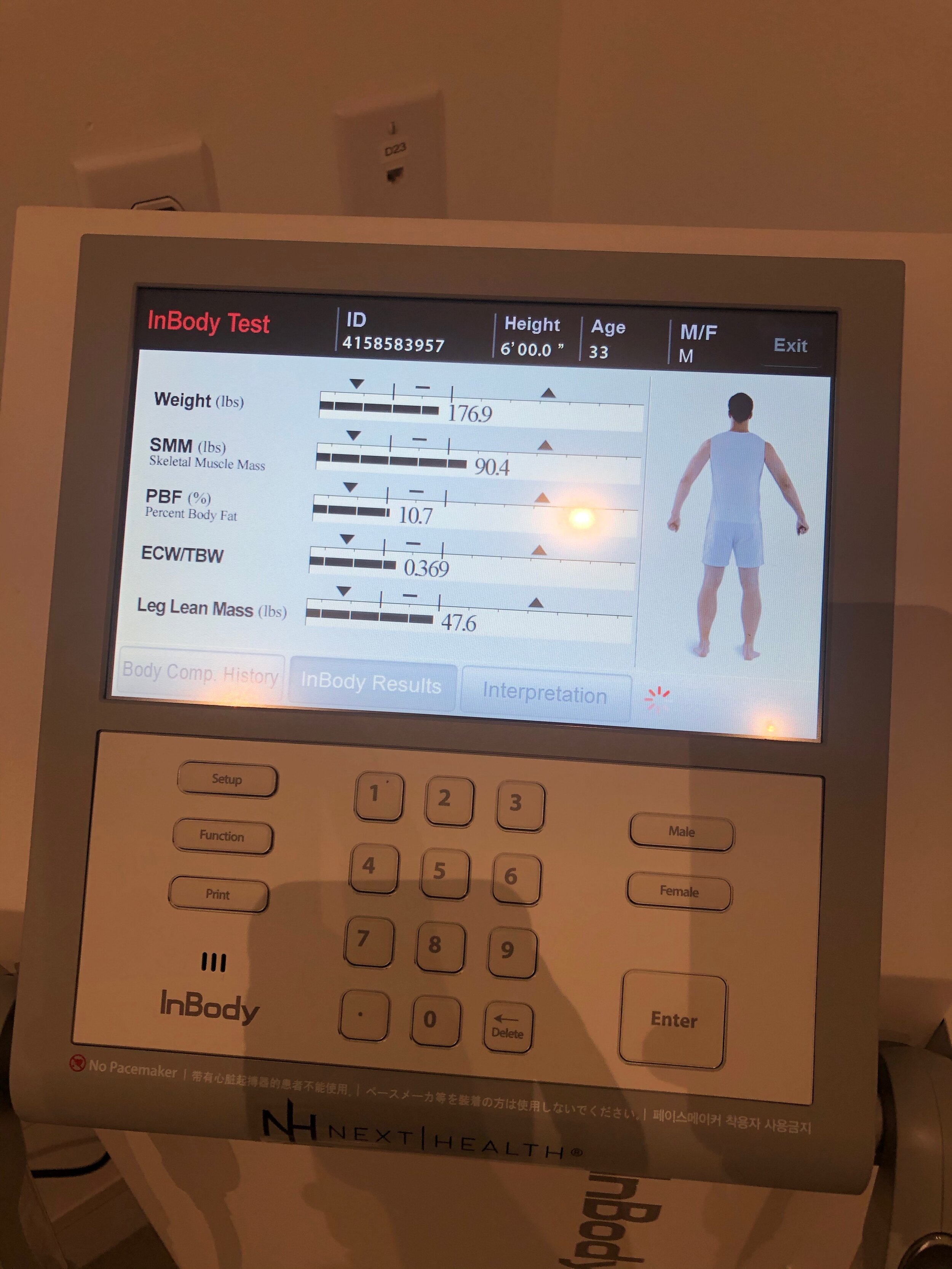  The InBody scan machine showing some results :) 