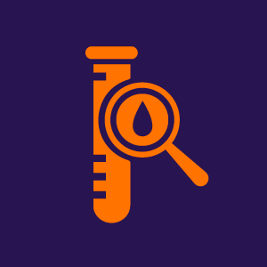 Technology blood testing icon in orange