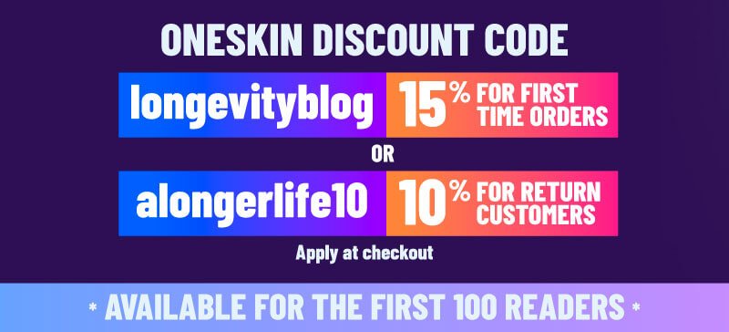 OneSkin OS-01 Hair discount code for 10-15% off with code 'longevityblog'