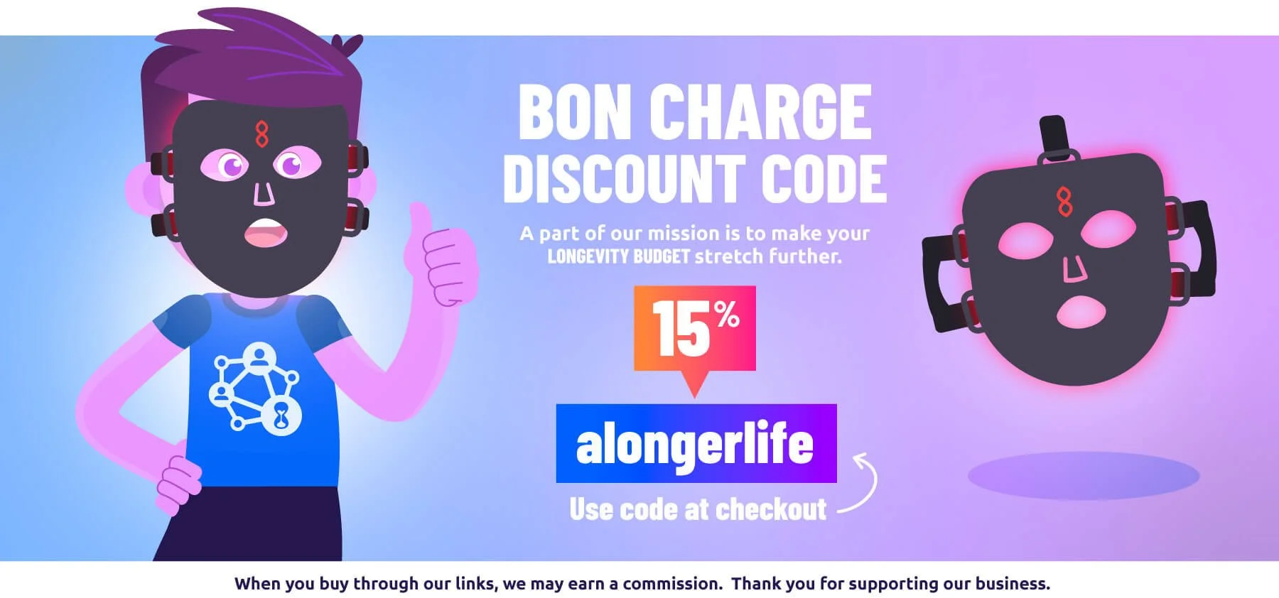 Use our Bon Charge discount code and get 15% off with code 'alongerlife' for A Longer Life readers - best red light therapy mask