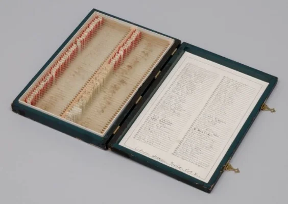 Eleanor Antin, Blood of a Poet Box, 1965-1968, Wood, cardboard, glass slides, blood, brass, paper and ink, 2.8 x 29 x 40.5 cm, Tate.