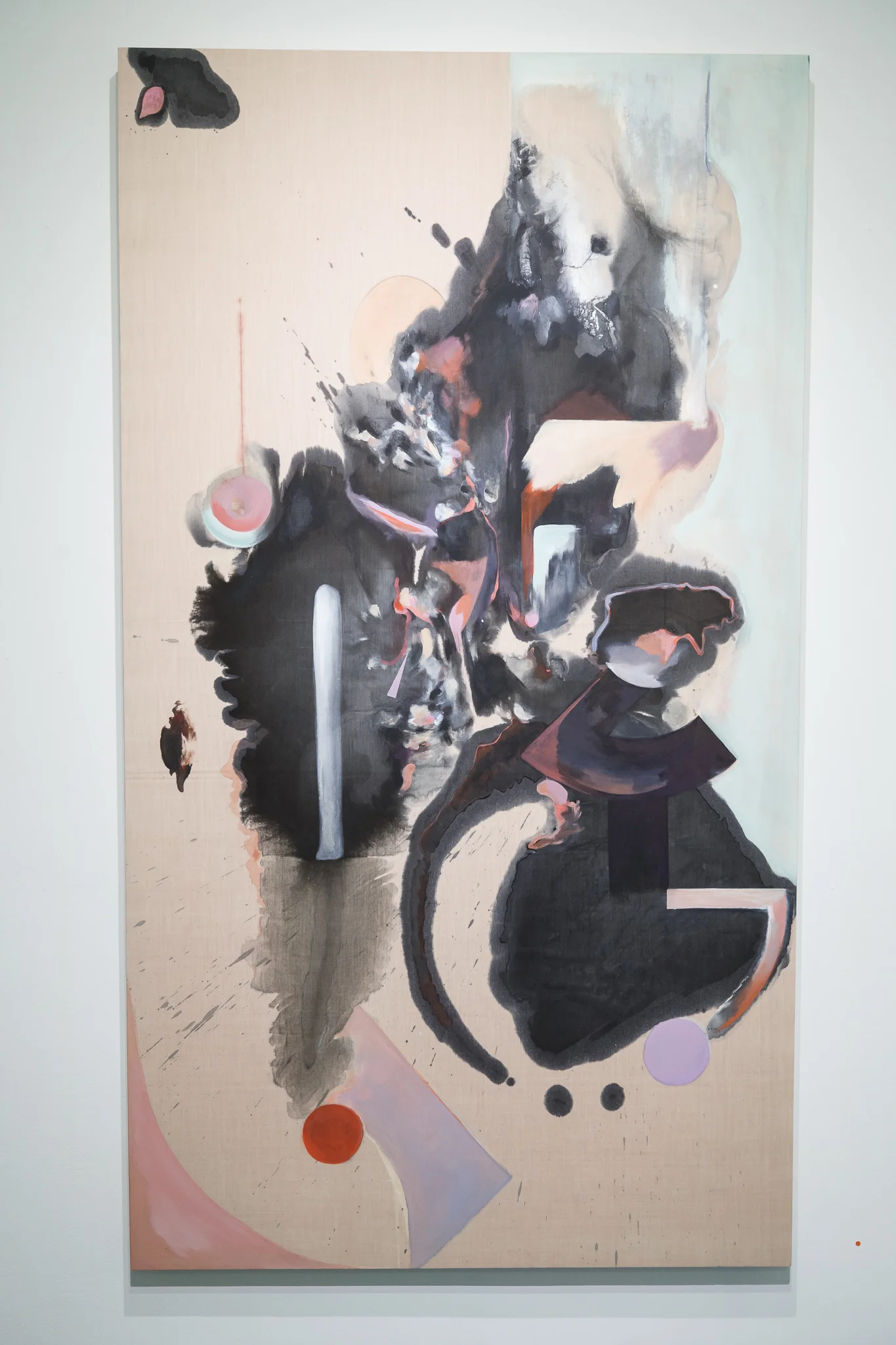 Joanne Pang, Doors, 2018, Chinese ink, acrylic, chalk on polycotton, 180 x 100 x 4.5 cm