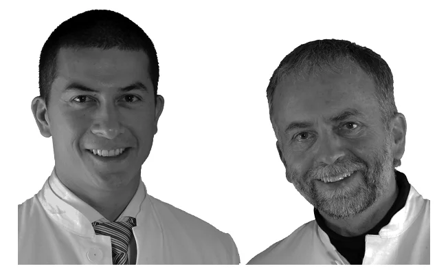 Mathew with world renowned surgeon Professor Gubisch during his Rhinoplasty Fellowship.