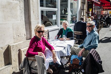 Oysters and wine on the sidewalk at our favourite Paris oyster bar, Huitres Regis