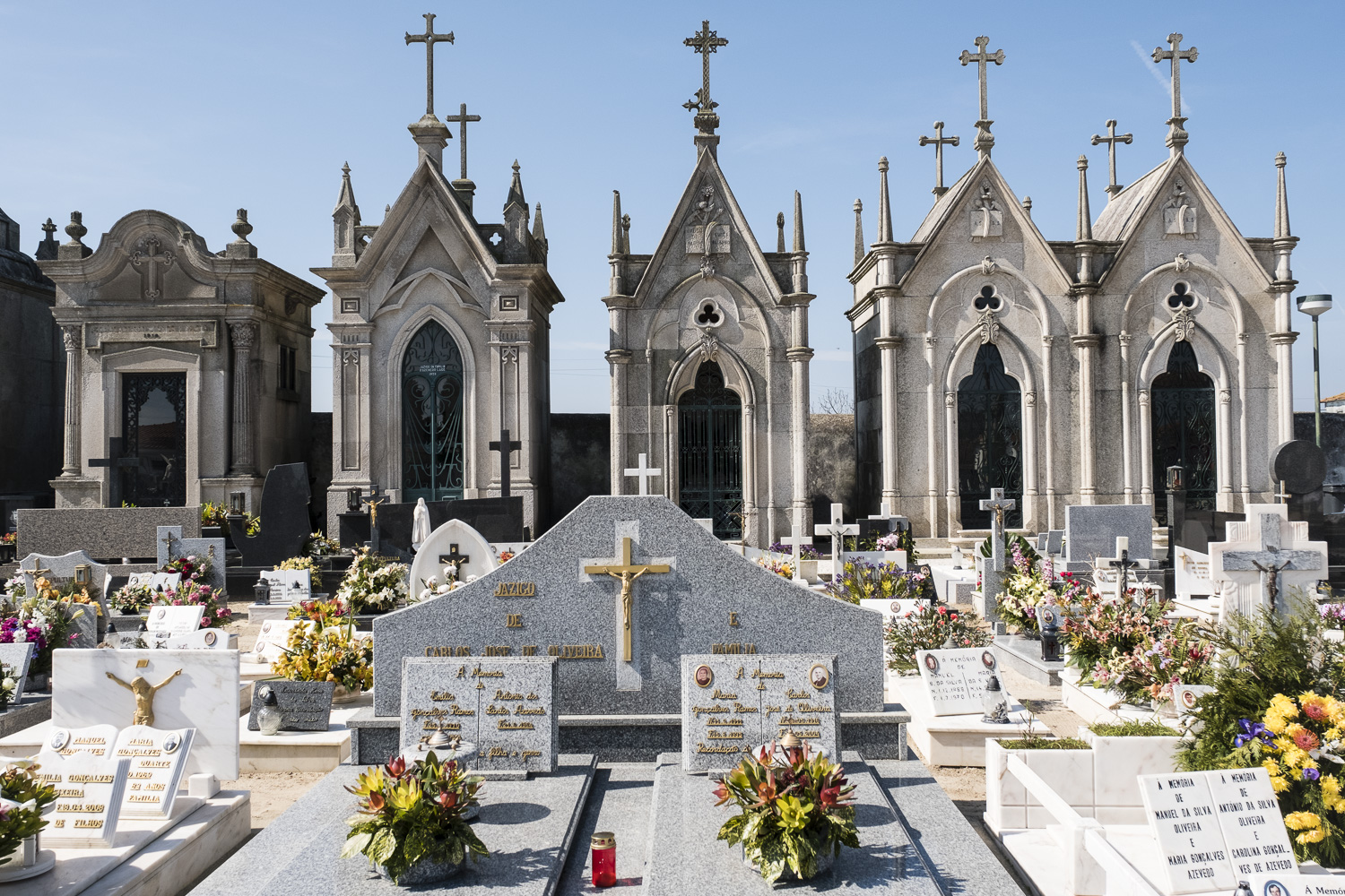 Seaside cemetery, all graves decorated for Easter