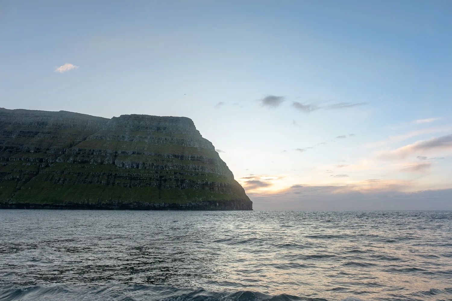 Clearing the headland to leave the Faroes