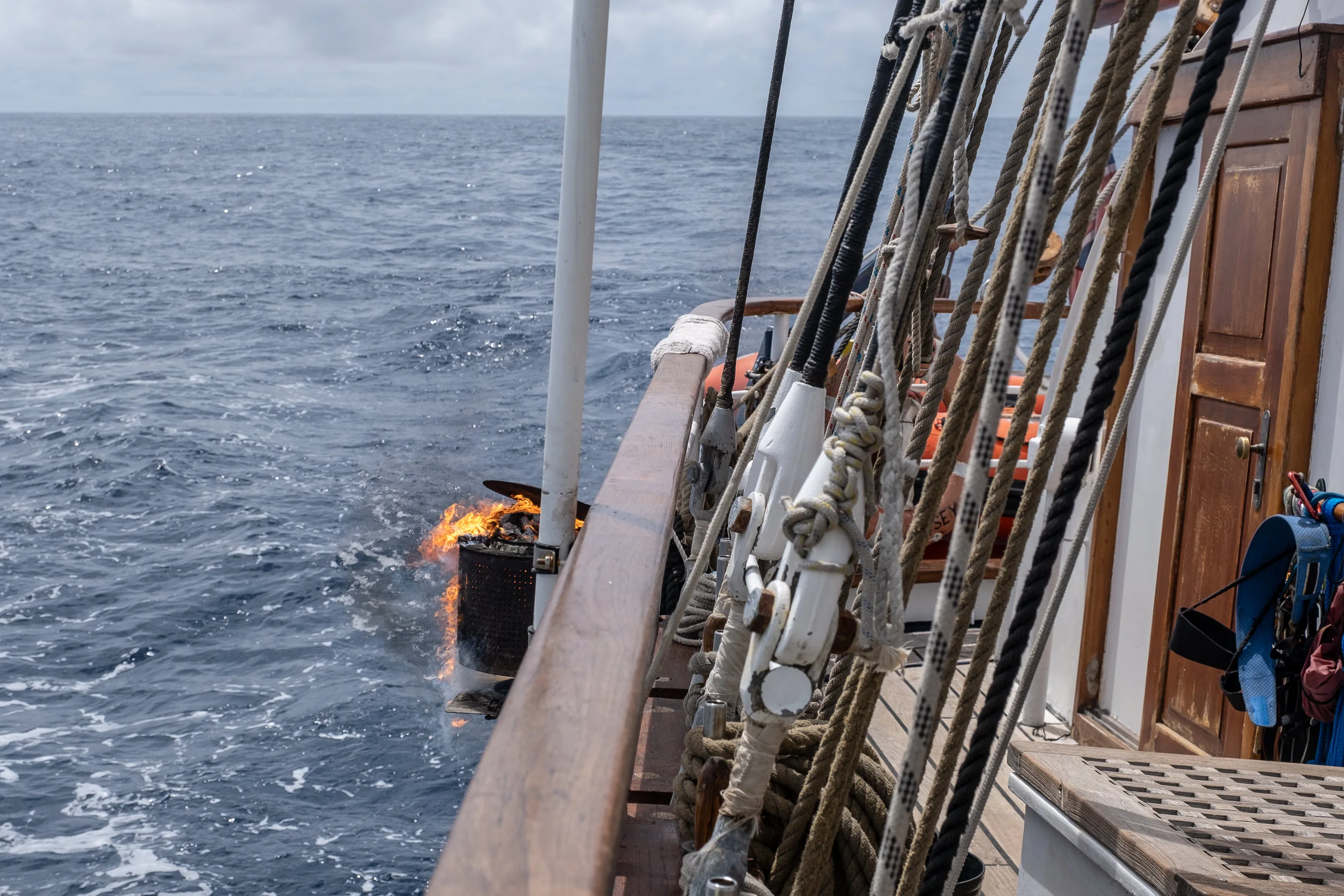 Burning garbage at sea