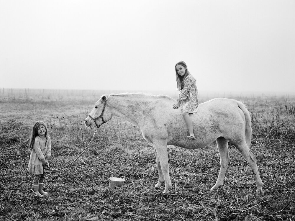 Kids and Horse on the Farm