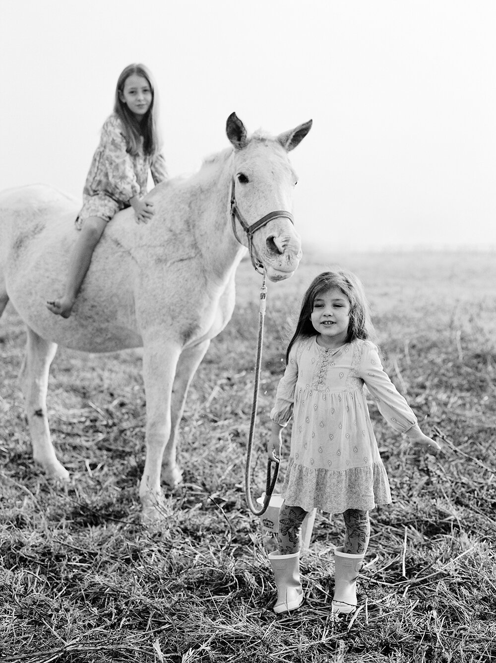 Kids and Horse on the Farm