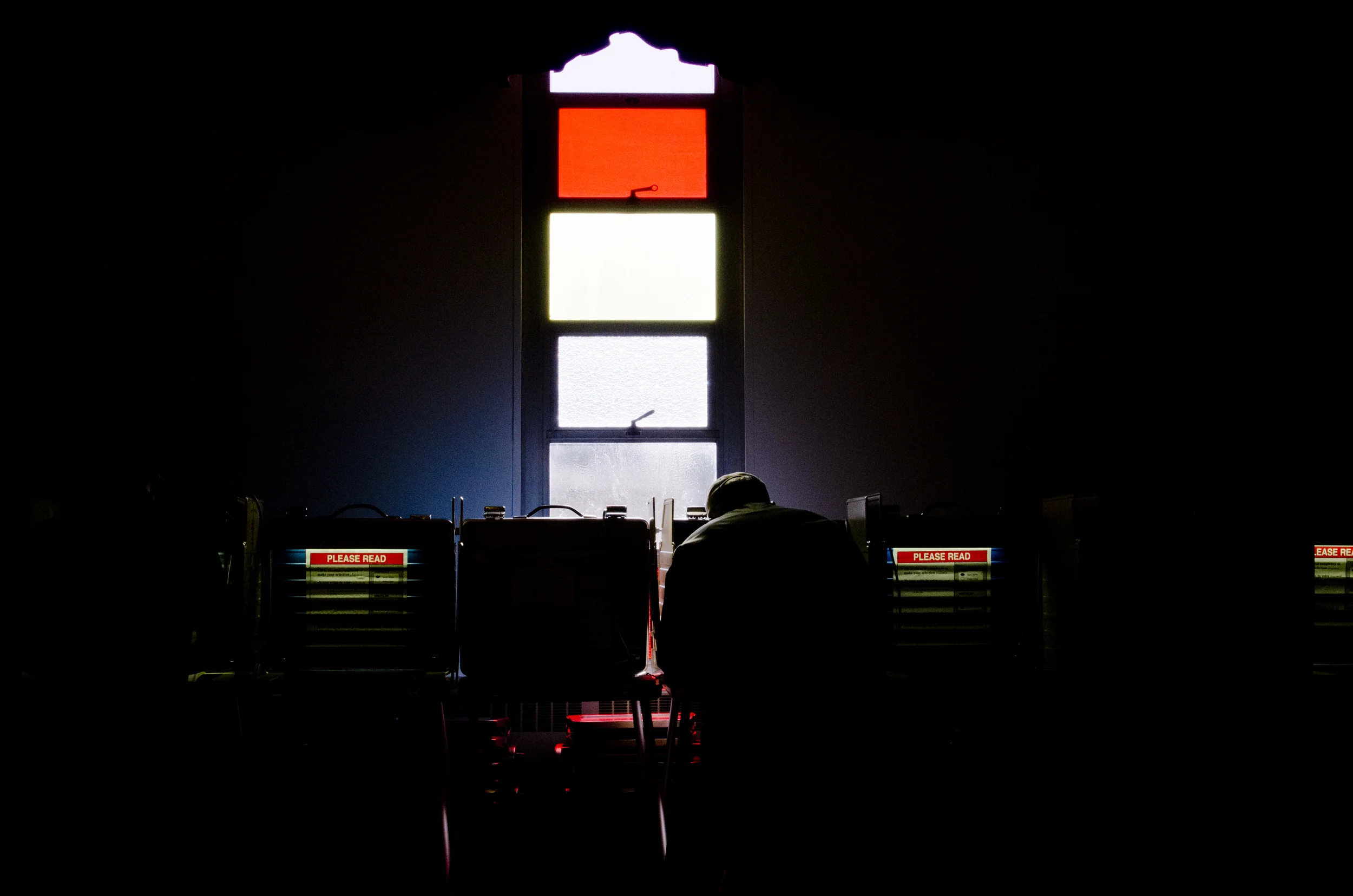  A voter fills out his election registration on Tuesday, November 2, 2014 at the Tallmadge Church Of-Nazarene.&nbsp; 