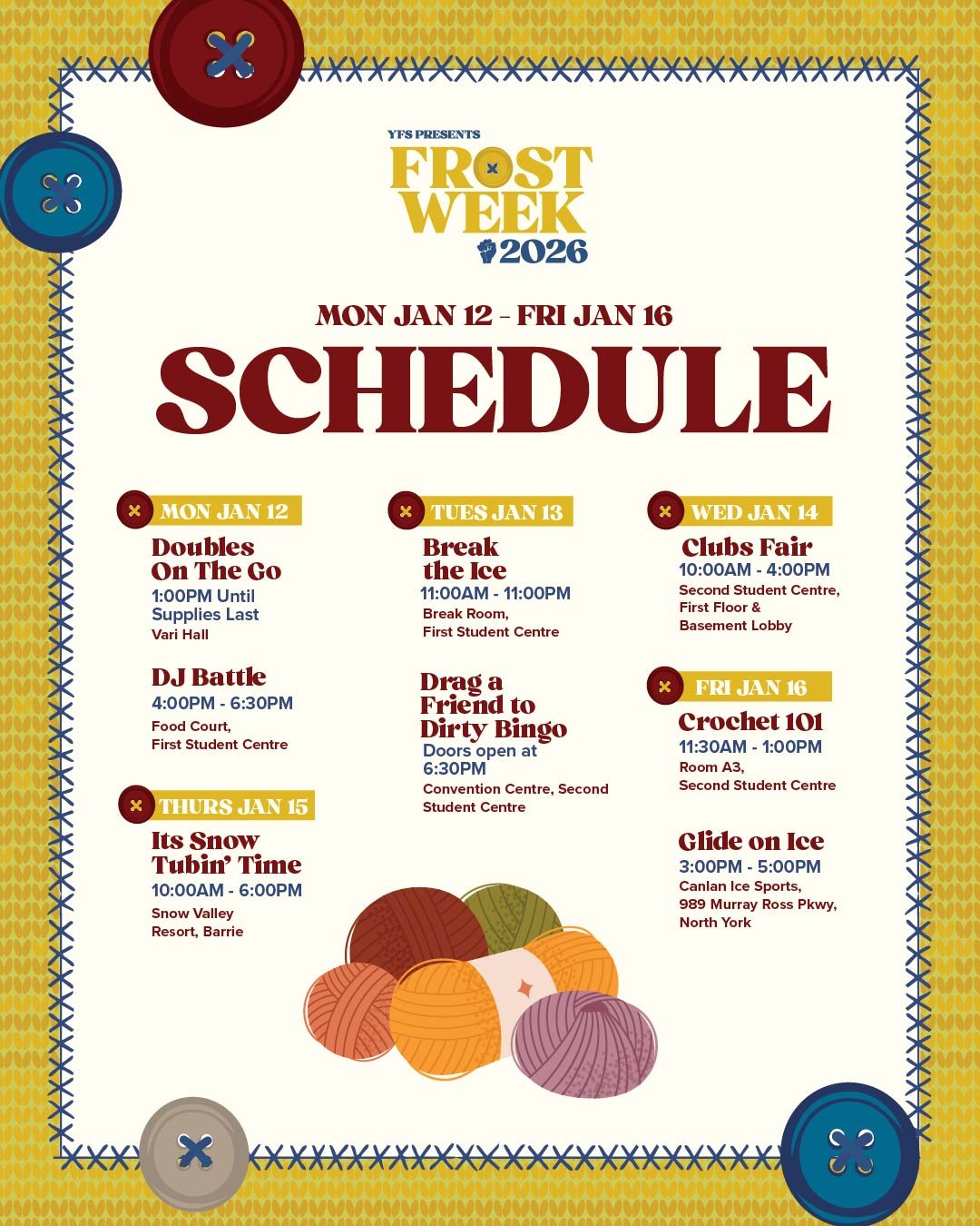  YFS Frost Week Schedule 