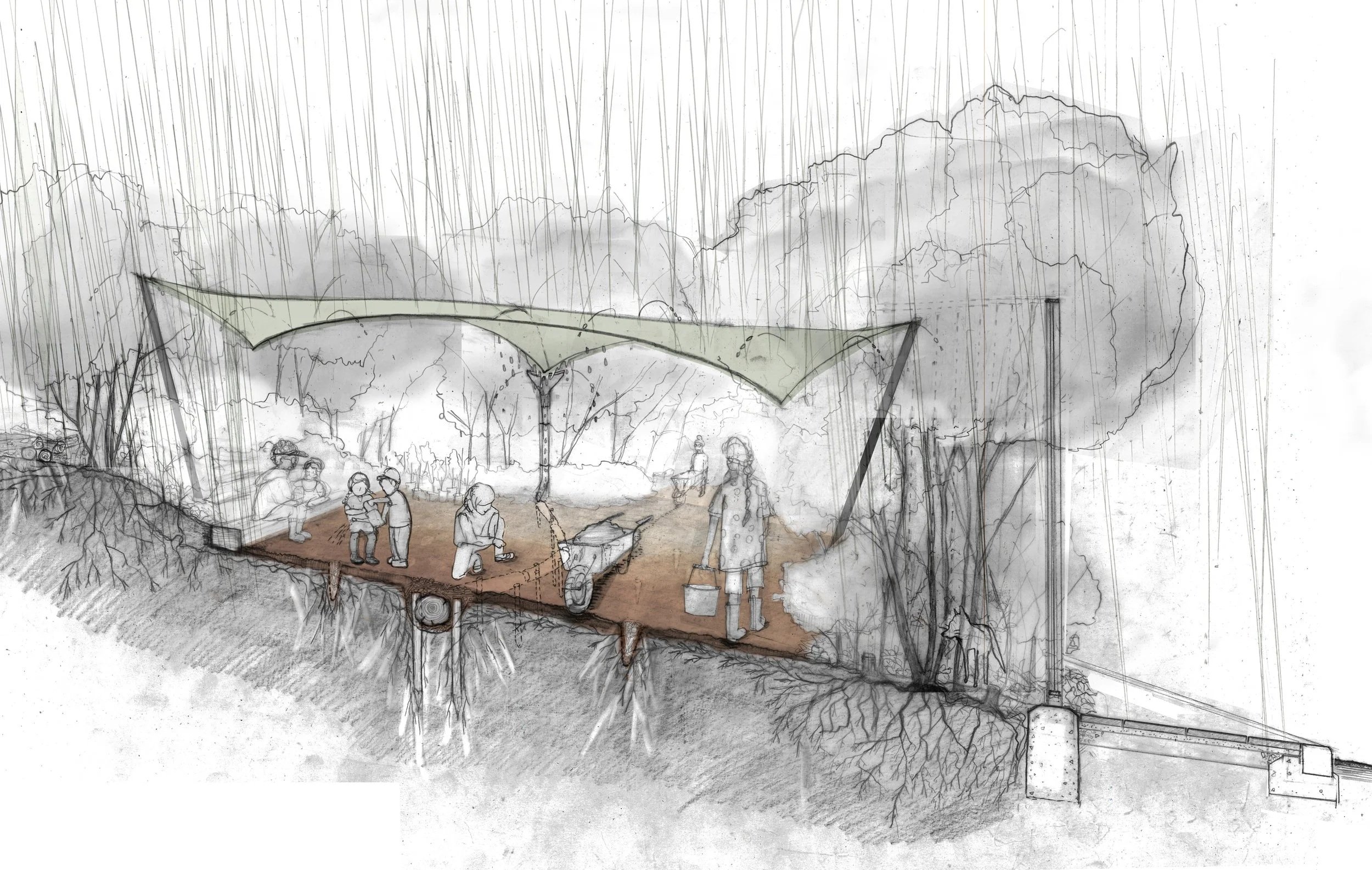 LOG DRAINAGE FOR SOIL ECOLOGY @ Bethnal Green Nature Reserve - collaboration with Edward Simpson