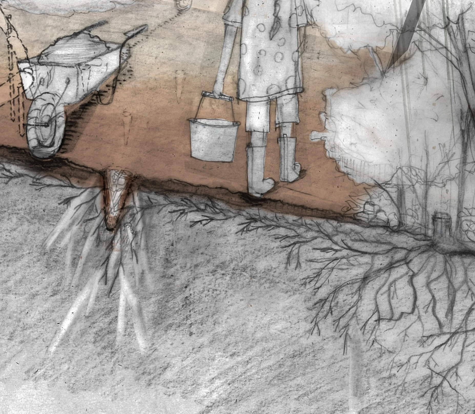 A human foot excerts 1kg of pressure / cm2 - Our walking feet compact the soil beneath us.