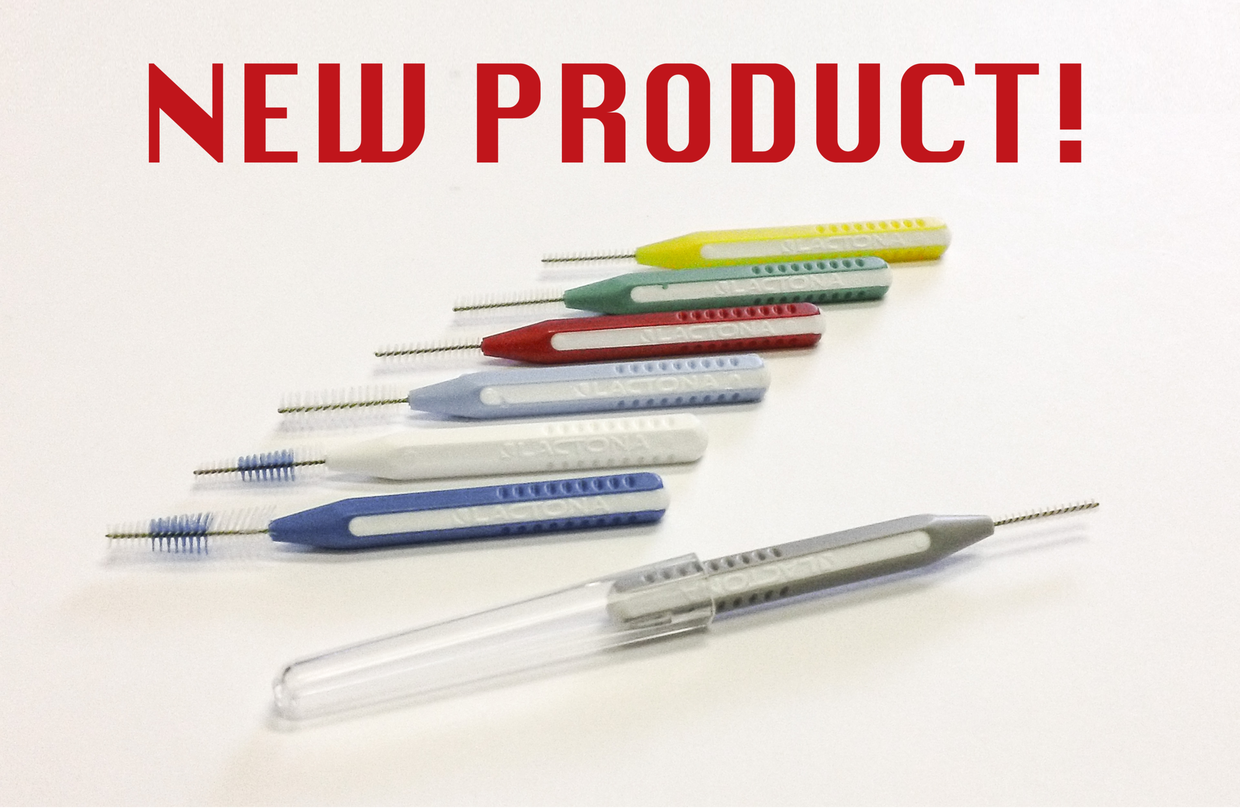 Lactona is excited to introduce a new line of interdental cleaners, the Easy Grip™. Lactona uses the optimum amount of filaments for gently cleaning interproximal spaces thoroughly without causing damage to the tender gum tissue. The filaments are held in place by a sturdy, but slender twisted wire. The Easy Grip™ features a fixed ergonomic handle designed to optimize control. Every brush comes with a cap that fits securely to the handle making the Easy Grip™ the perfect accessory to carry anywhere!