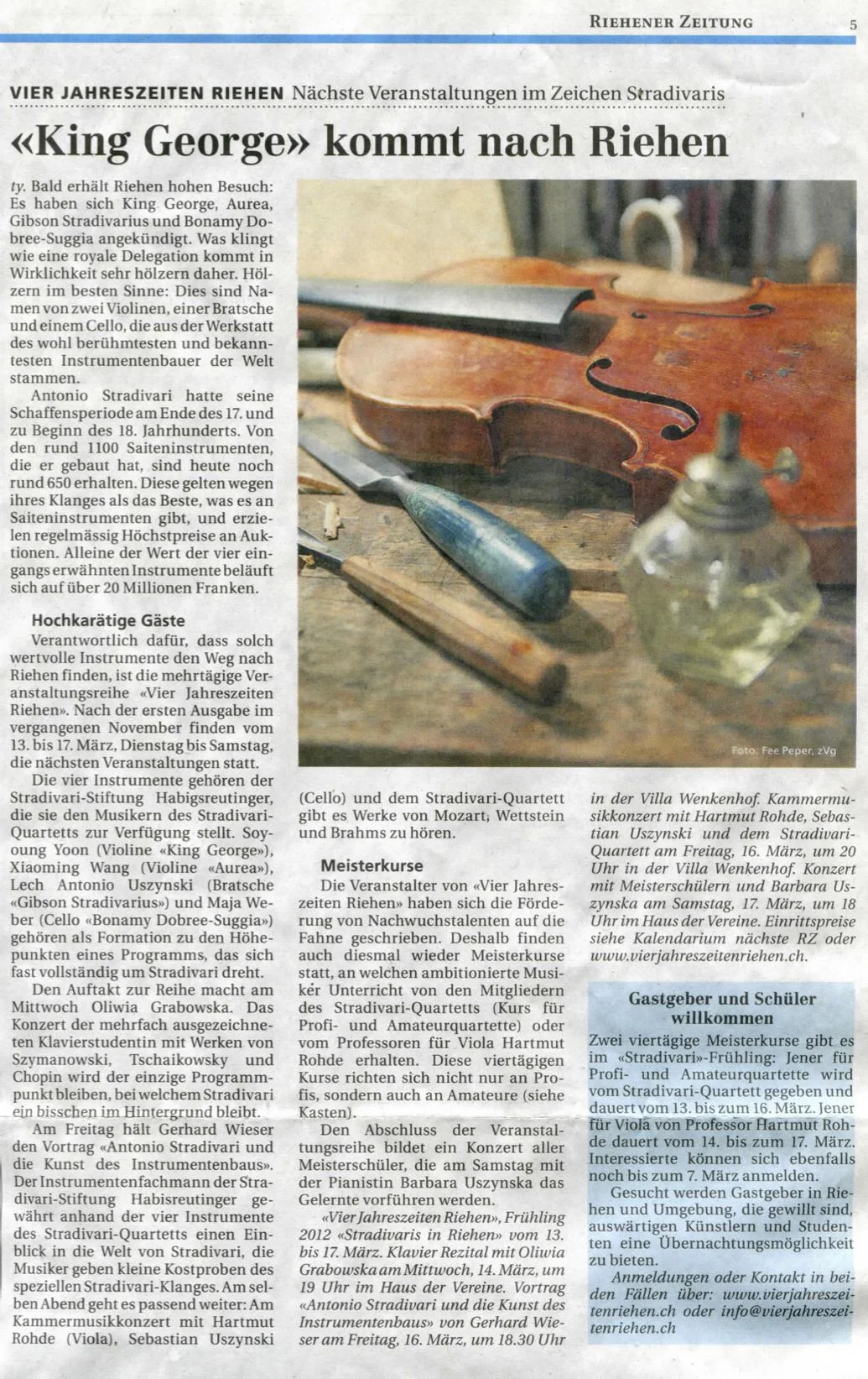 Riehener Zeitung 2.3.2012